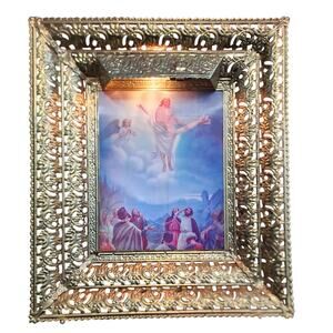 Vintage Lighted Religious Double View Crucifixion of Jesus Christ Holographic